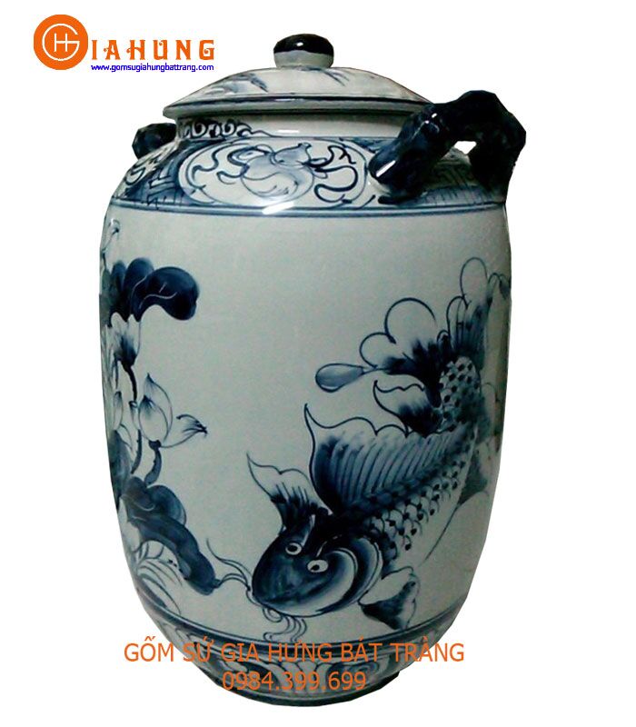 hu-gạo-ve-canh-2 hũ đựng gạo, hũ đựng gạo bằng gốm sứ, hũ đựng gạo gốm bát tràng, hũ đựng gạo bát tràng