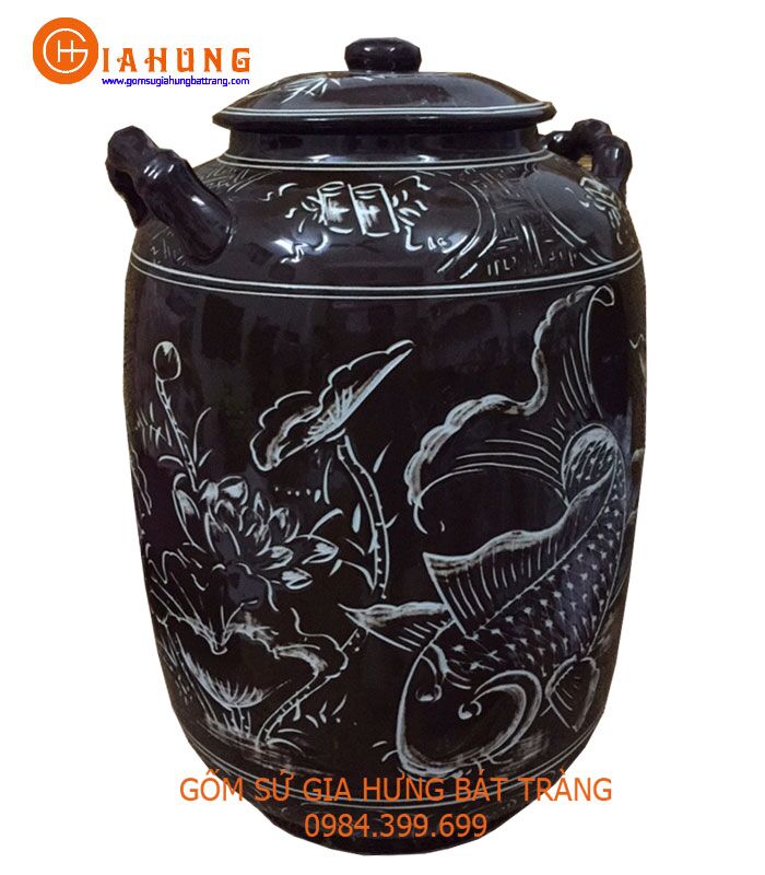 hu-gạo-ve-canh-4 hũ đựng gạo, hũ đựng gạo bằng gốm sứ, hũ đựng gạo gốm bát tràng, hũ đựng gạo bát tràng, hũ sành đựng gạo, hũ gạo phong thủy