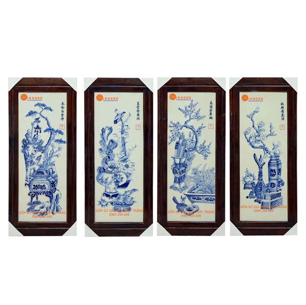 tranhcodomentramco (1) tranh gốm bát tràng, tranh tứ quý, tranh gốm sứ, tranh tùng cúc trúc mai,Thương hiệu: Gốm sứ Gia Hưng Nơi sản xuất: Bát Tràng, Việt Nam Chất liệu: Sứ cao cấp Màu sắc: Men bóng Kích thước: 102cmx50cm Hoa văn: đắp nổi Tứ quý