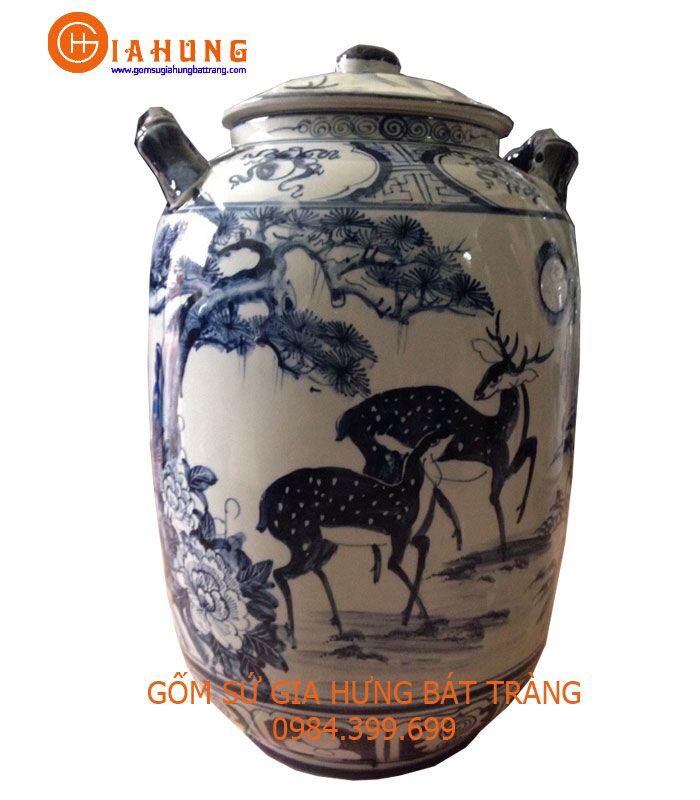 hu-gạo-ve-canh-5 hũ đựng gạo, hũ đựng gạo bằng gốm sứ, hũ đựng gạo gốm bát tràng, hũ đựng gạo bát tràng, hũ sành đựng gạo, hũ gạo phong thủy