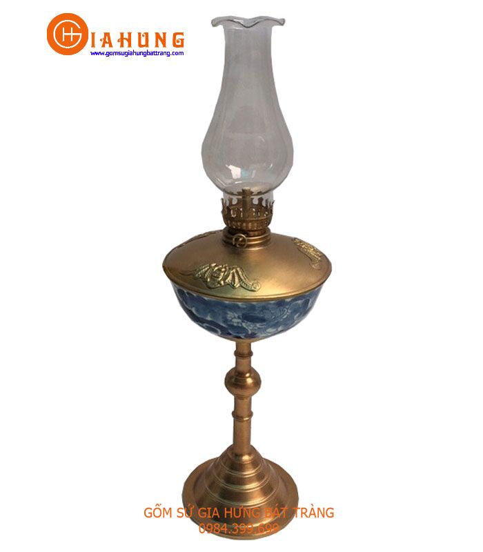 dendau4 đèn dầu thờ, đèn dầu bọc đồng, đèn dầu chân đồng, đèn dầu gốm bát tràng, đèn dầu men rạn bọc đồng, đèn dầu men lam bọc đồng