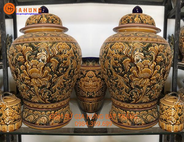 Untitled-1 chóe gốm sứ bát tràng, chóe hoa văn khắc nổi, chóe gốm bát tràng,