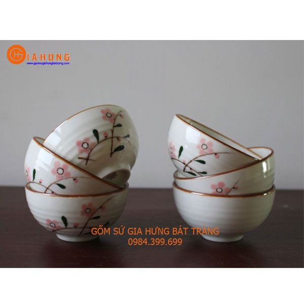 Bát ăn cơm gốm bát tràng Bát cơm bát tràng. bát con gốm, bát ăn cơm men trắng, bộ đồ ăn bát tràng, bát con vẽ sen, bát vẽ đào, bộ đồ ăn men kem