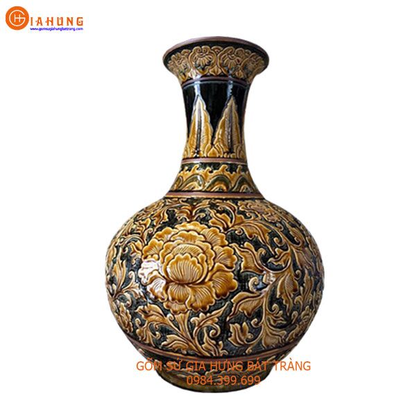 Lo-Toi3 lọ tỏi gốm bát tràng, lọ tỏi hoa văn khắc nổi, lọ tỏi đắp nổi