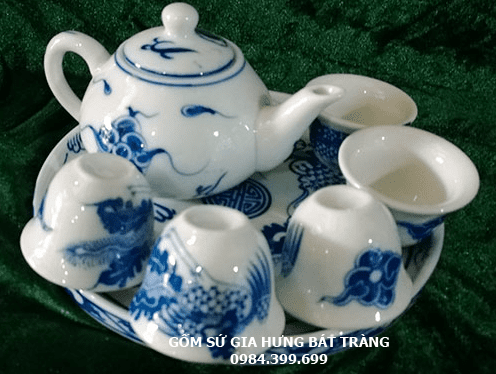 Bộ ấm chén thờ cúng vẽ rồng Bộ ấm chén thờ, ấm chén thờ men lam, ấm chén thờ, bộ đồ thờ bát tràng, bộ đồ thờ cao cấp, bộ ấm chén thờ vẽ hoa sen, bộ ấm chén thờ cúng, bộ tách trà thờ cúng