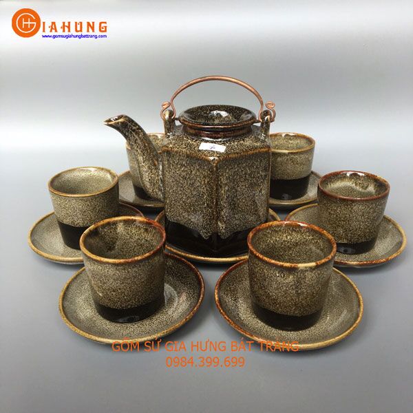 Bộ ấm chén men hỏa biến Bộ ấm chén men hỏa biến gốm bát tràng, bộ ấm chén bát tràng, ấm chén men hỏa biến, ấm chén cao cấp, bộ tách trà gốm