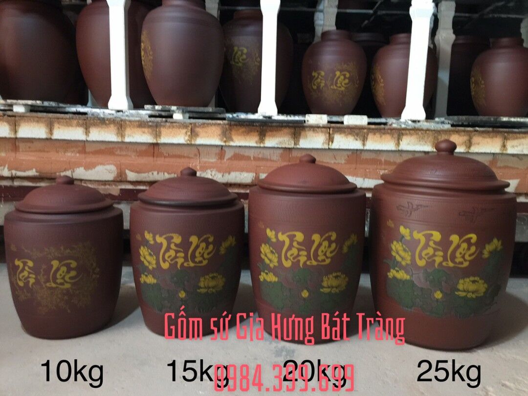 Hũ đựng gạo tài lộc vẽ sen hũ đựng gạo 10kg 15kg 20kg 25kg 30kg, hũ gạo bát tràng, hũ sành đựng gạo, hũ gạo bằng gốm sứ, hũ gạo phong thủy, hũ gạo tài lộc, chum sành đựng gạo