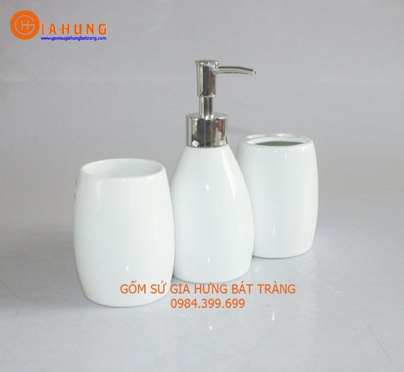 Bộ phụ kiện nhà tắm, Bình xịt rửa tay, bình rửa tay bằng gốm sứ bát tràng, bình đựng sửa tắm bằng gốm sứ, bình đựng nước rửa tay bằng gốm sứ