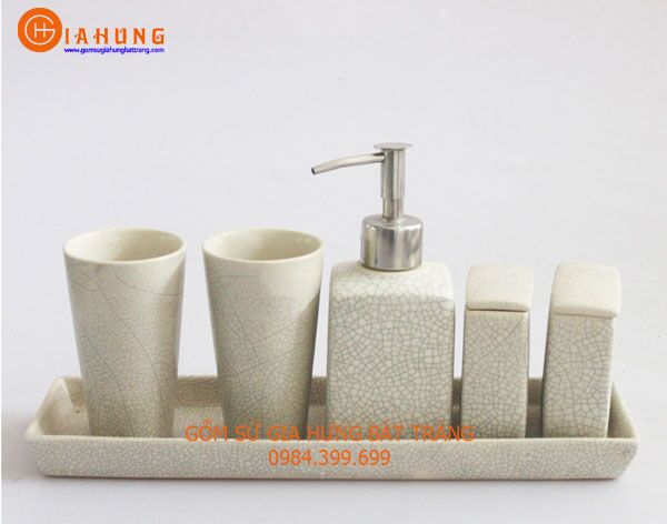 Bộ phụ kiện nhà tắm, Bình xịt rửa tay, bình rửa tay bằng gốm sứ bát tràng, bình đựng sửa tắm bằng gốm sứ, bình đựng nước rửa tay bằng gốm sứ