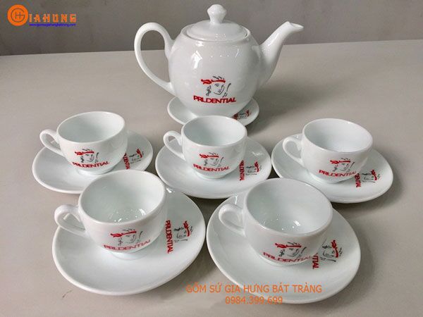 bo am chen prudential (2) Bộ ấm chén in logo, bo am chen in logo, quà tặng gốm sứ, qua tang gom su, in logo lên gốm sứ, Nhận in logo lên gốm sứ, Nhận làm quà tặng gốm sứ