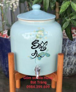 bình nước gốm Bát tràng, bình đựng nước, bình trữ nước bằng gốm, bình nước có vòi, bình sứ đựng nước, bình sứ bát tràng, bình sứ đựng nước có vòi