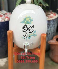 bình nước gốm Bát tràng, bình đựng nước, bình trữ nước bằng gốm, bình nước có vòi, bình sứ đựng nước, bình sứ bát tràng, bình sứ đựng nước có vòi