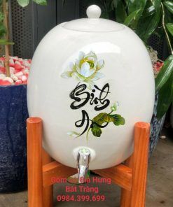 bình nước gốm Bát tràng, bình đựng nước, bình trữ nước bằng gốm, bình nước có vòi, bình sứ đựng nước, bình sứ bát tràng, bình sứ đựng nước có vòi